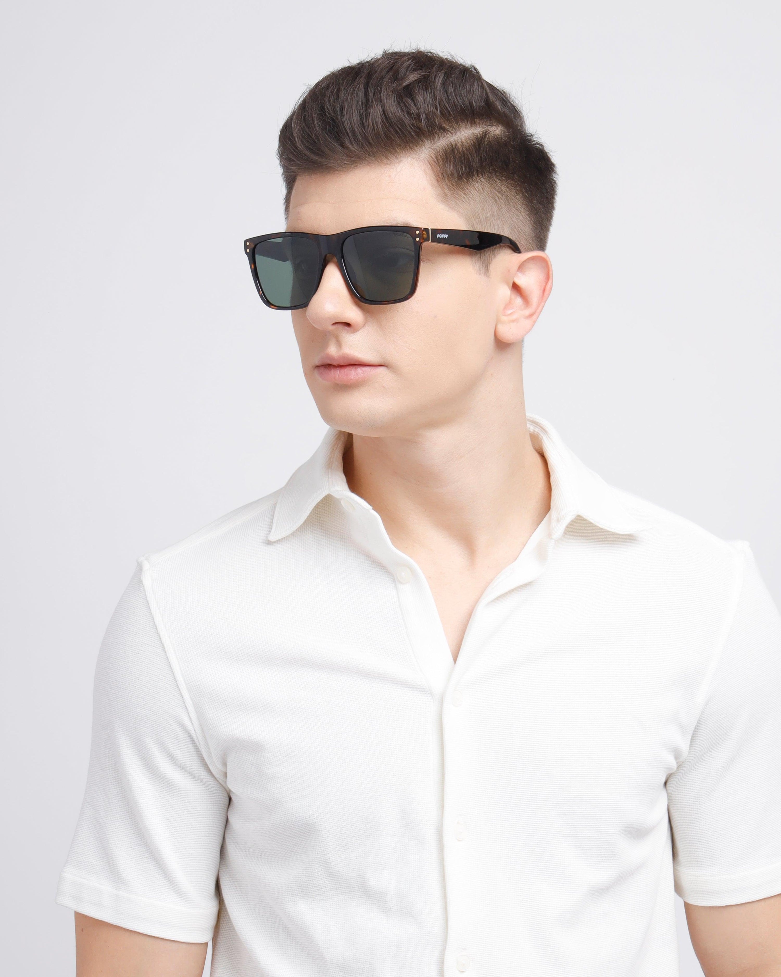 flex mens wayfarer square shape brown frame poppy eyewear