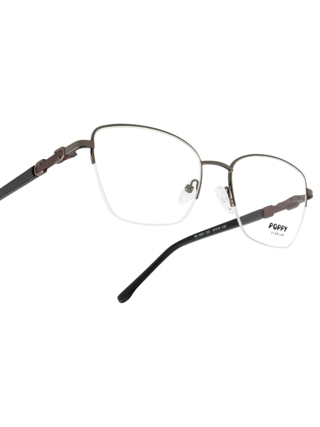 POPPY PO-6051-C02-52 Gun Metal Sqaure Frames