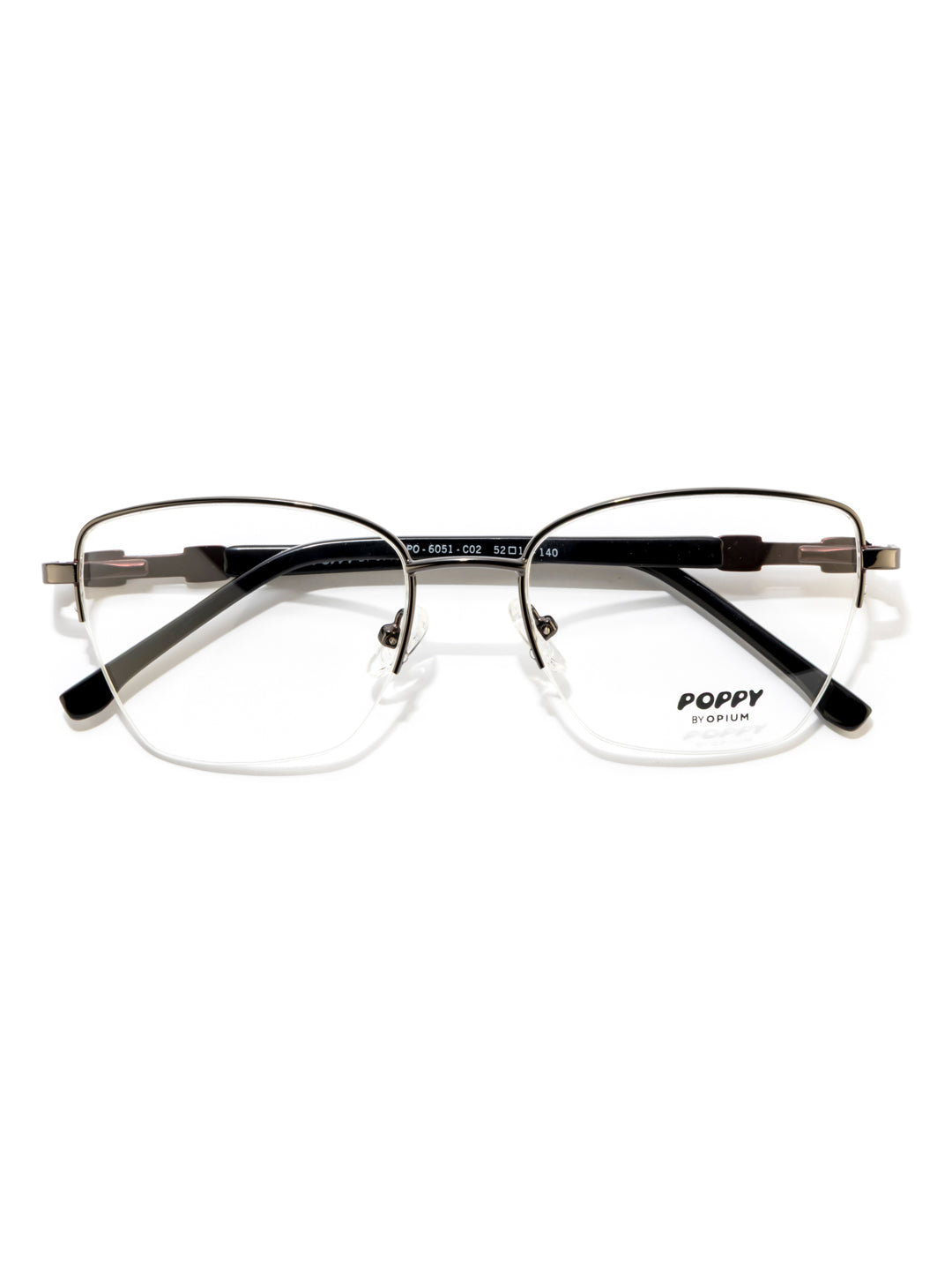 POPPY PO-6051-C02-52 Gun Metal Sqaure Frames